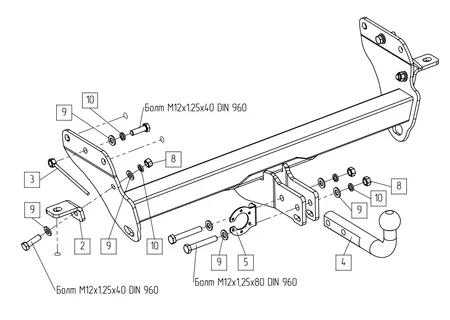 Фаркоп Baltex для Jeep Grand Cherokee 2010-2022 Арт. 049115 049115 в Омск